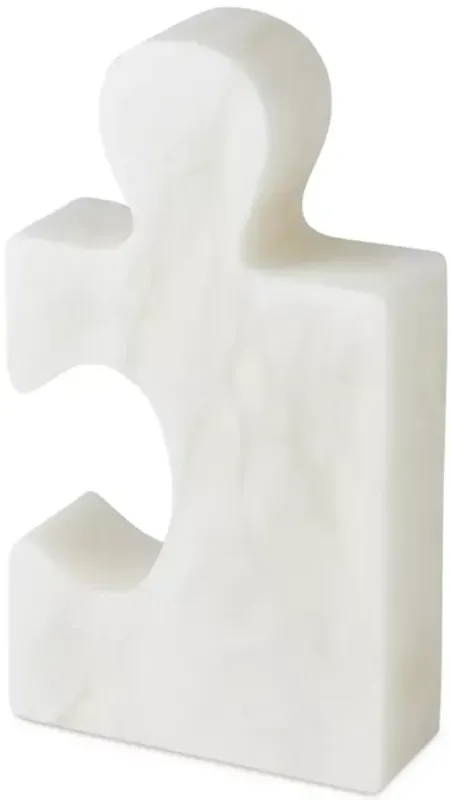 Global Views Jigsaw Bookends in White, Set of 2