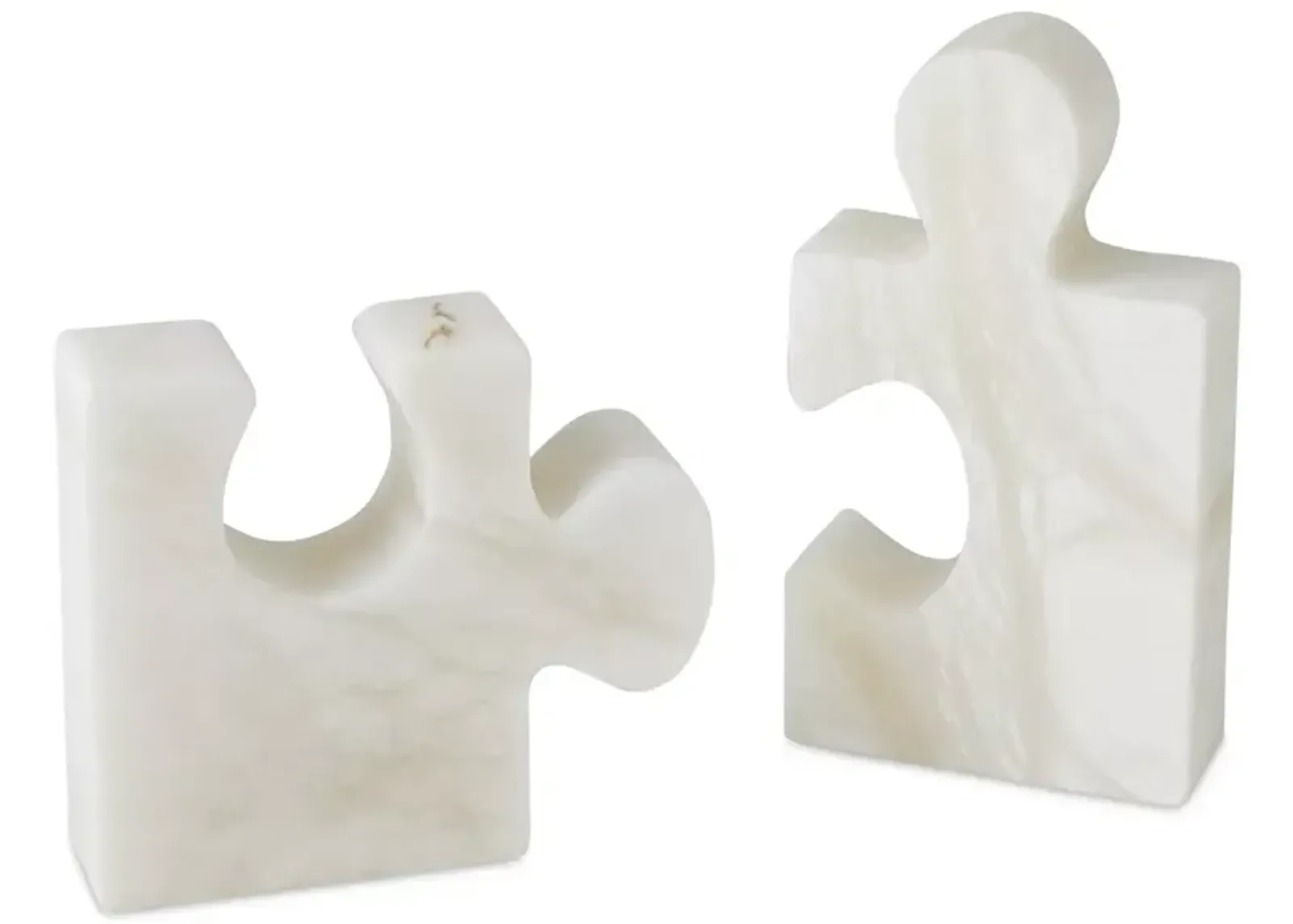 Global Views Jigsaw Bookends in White, Set of 2