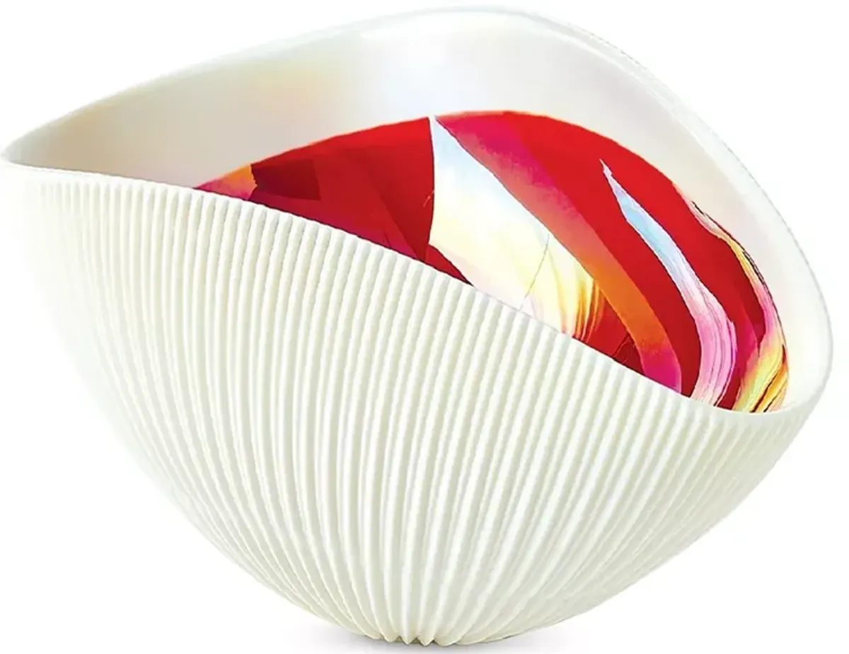 Global Views Pleated Bowl in Deep Red, Small