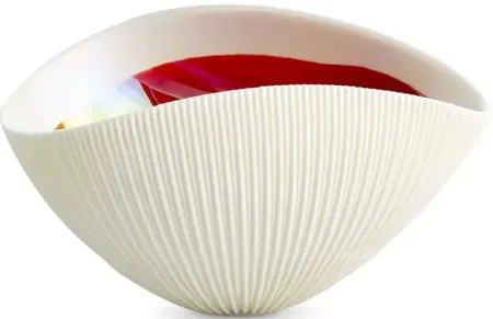 Global Views Pleated Bowl in Deep Red, Small