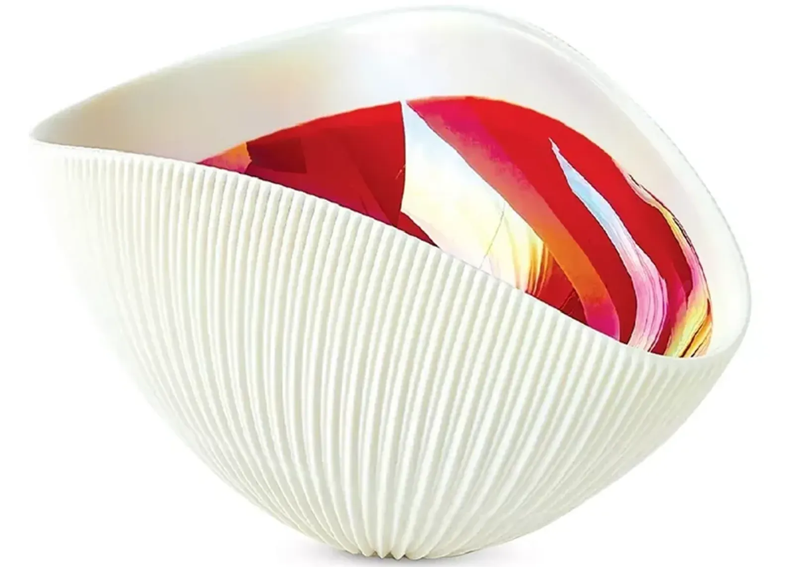 Global Views Pleated Bowl in Deep Red, Small