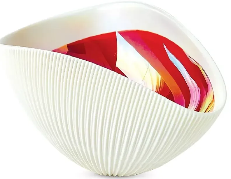 Global Views Pleated Bowl in Deep Red, Small