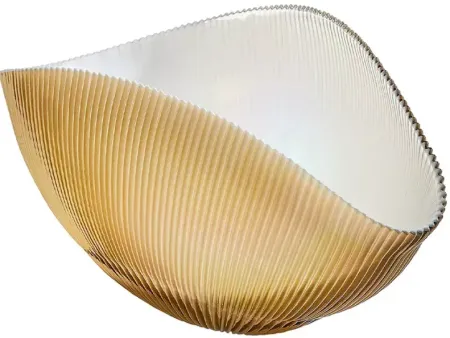 Global Views Pleated Bowl Camel/Ivory, Large