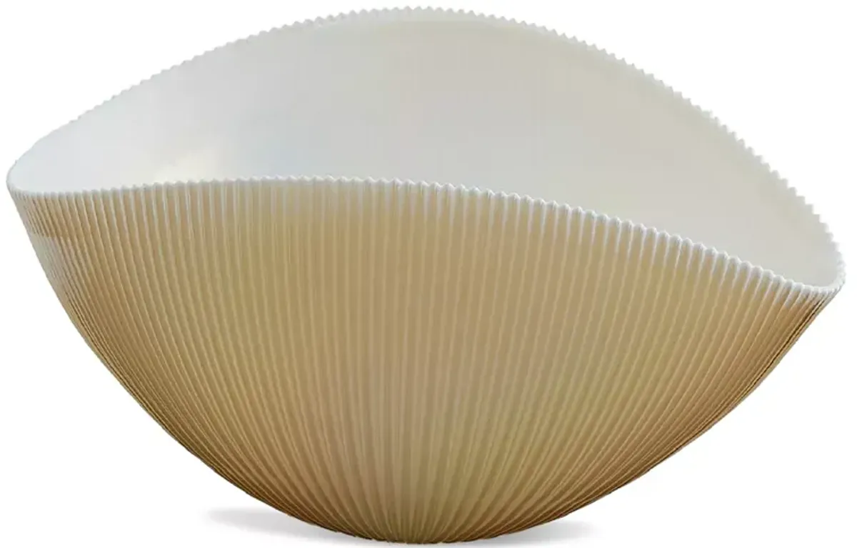 Global Views Pleated Bowl Camel/Ivory, Medium