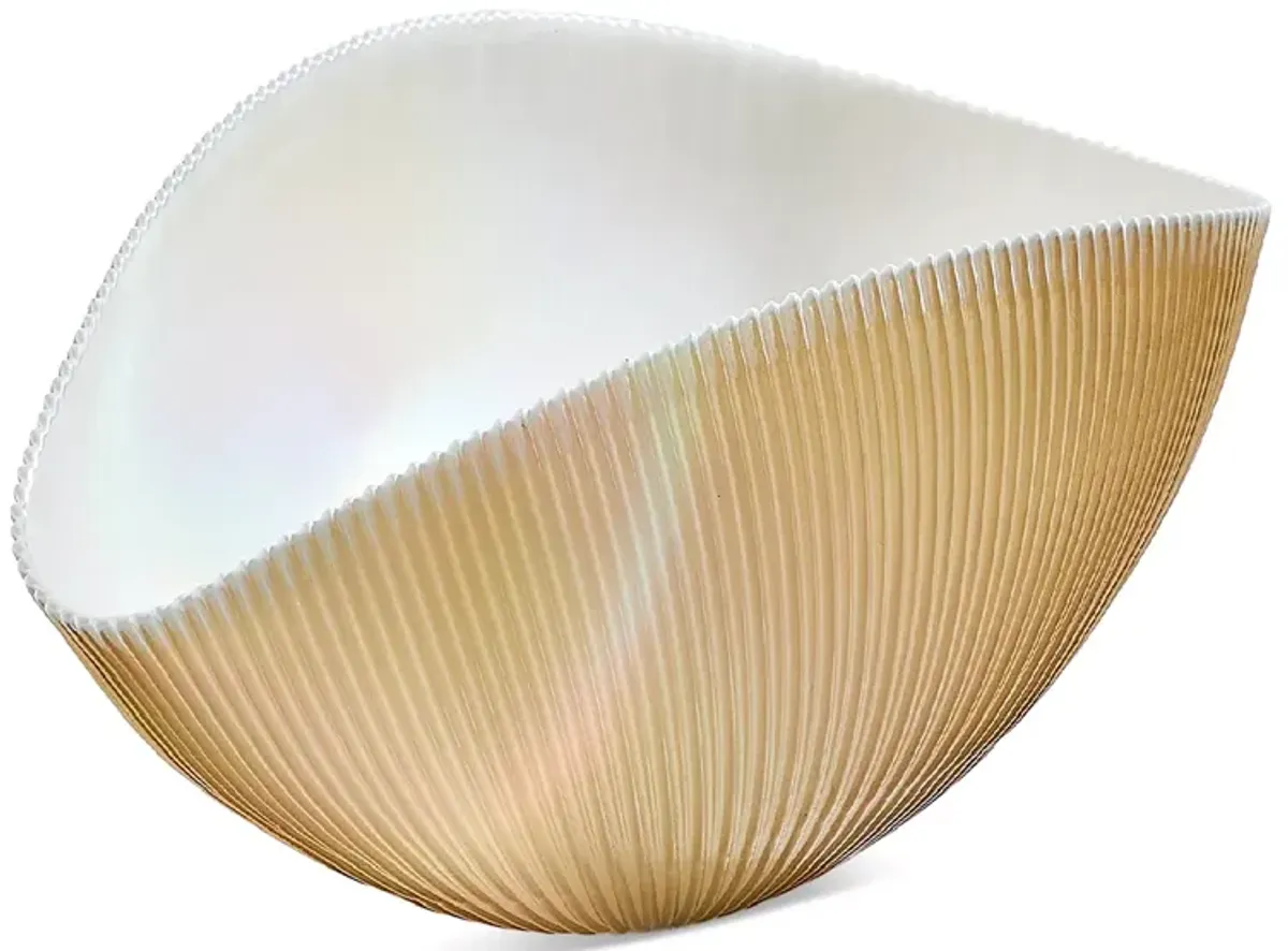 Global Views Pleated Bowl Camel/Ivory, Medium