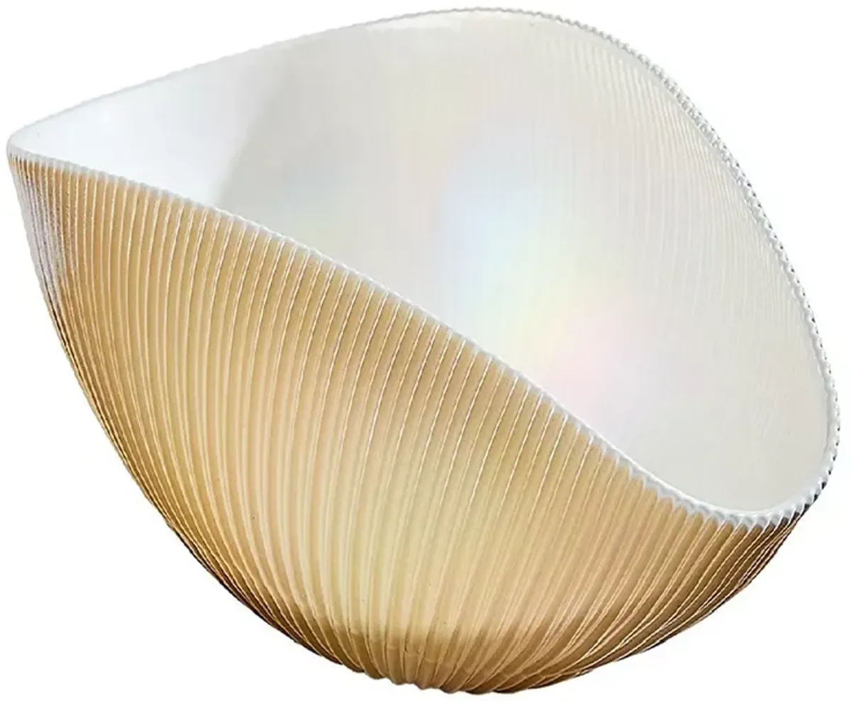 Global Views Pleated Bowl Camel/Ivory, Small