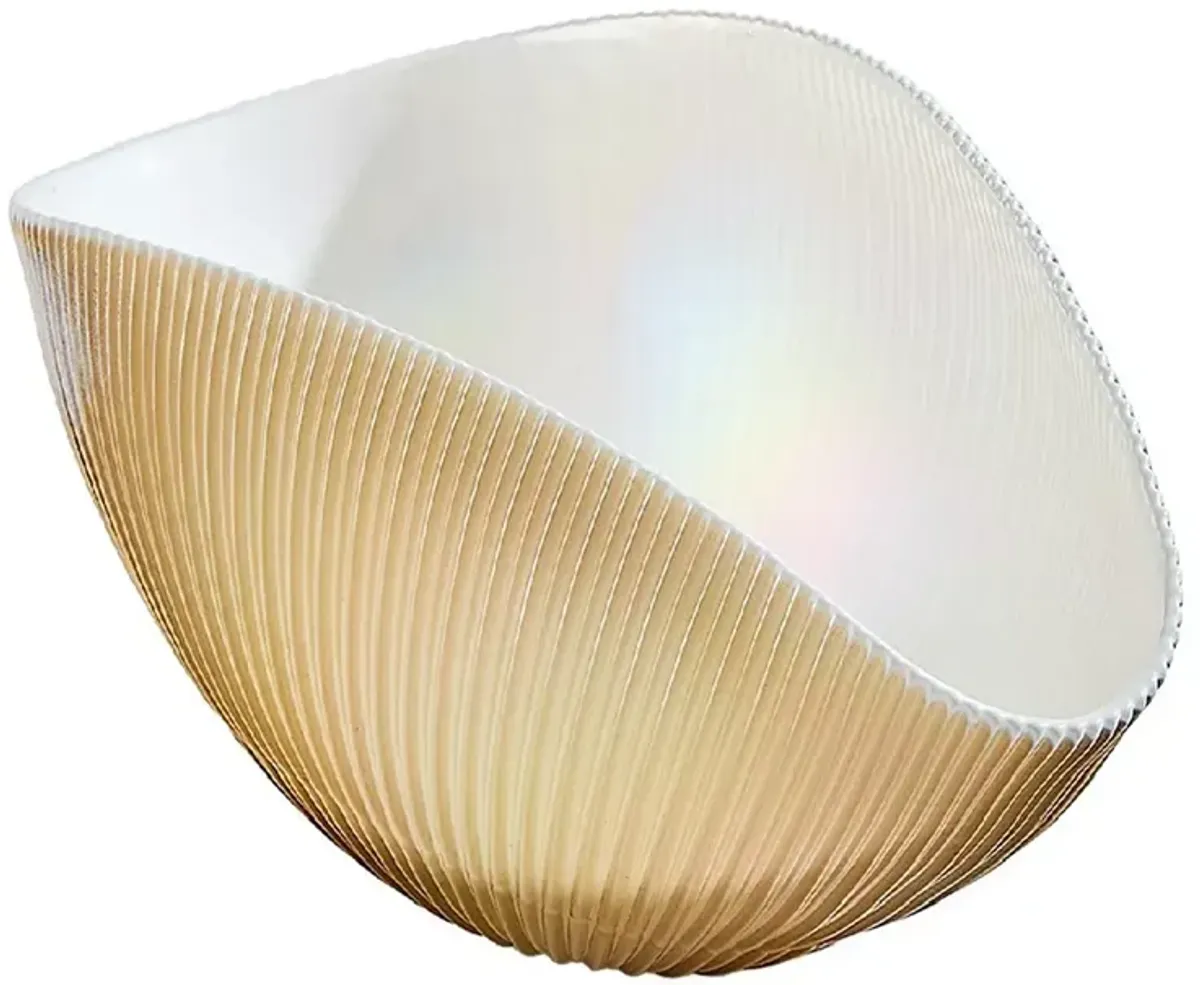 Global Views Pleated Bowl Camel/Ivory, Small