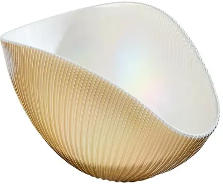 Global Views Pleated Bowl Camel/Ivory, Small