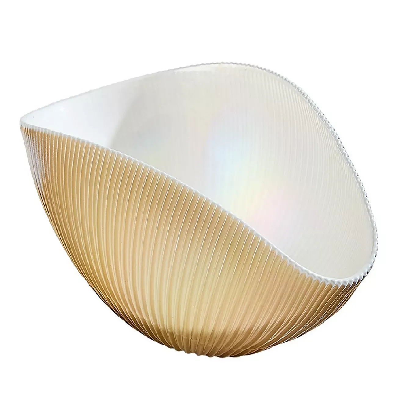 Global Views Pleated Bowl Camel/Ivory, Small