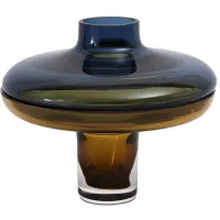 Global Views Low Cobalt Over Amber Vase, Small