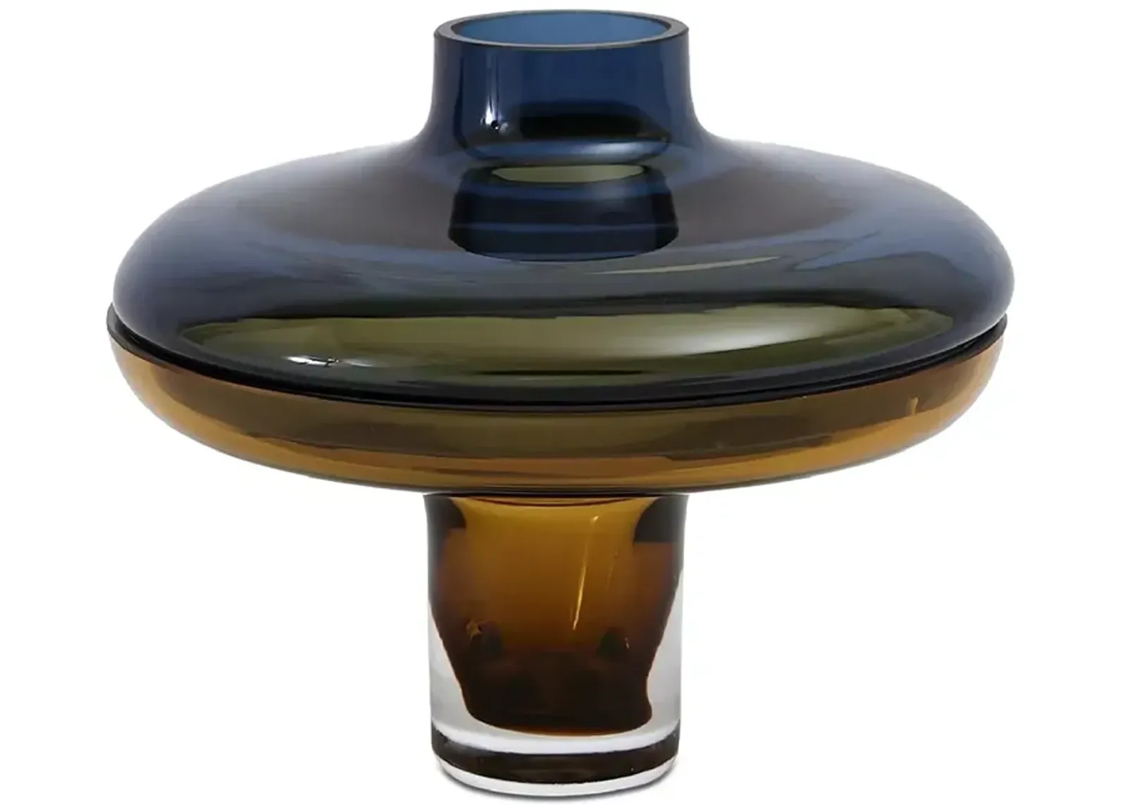 Global Views Low Cobalt Over Amber Vase, Small