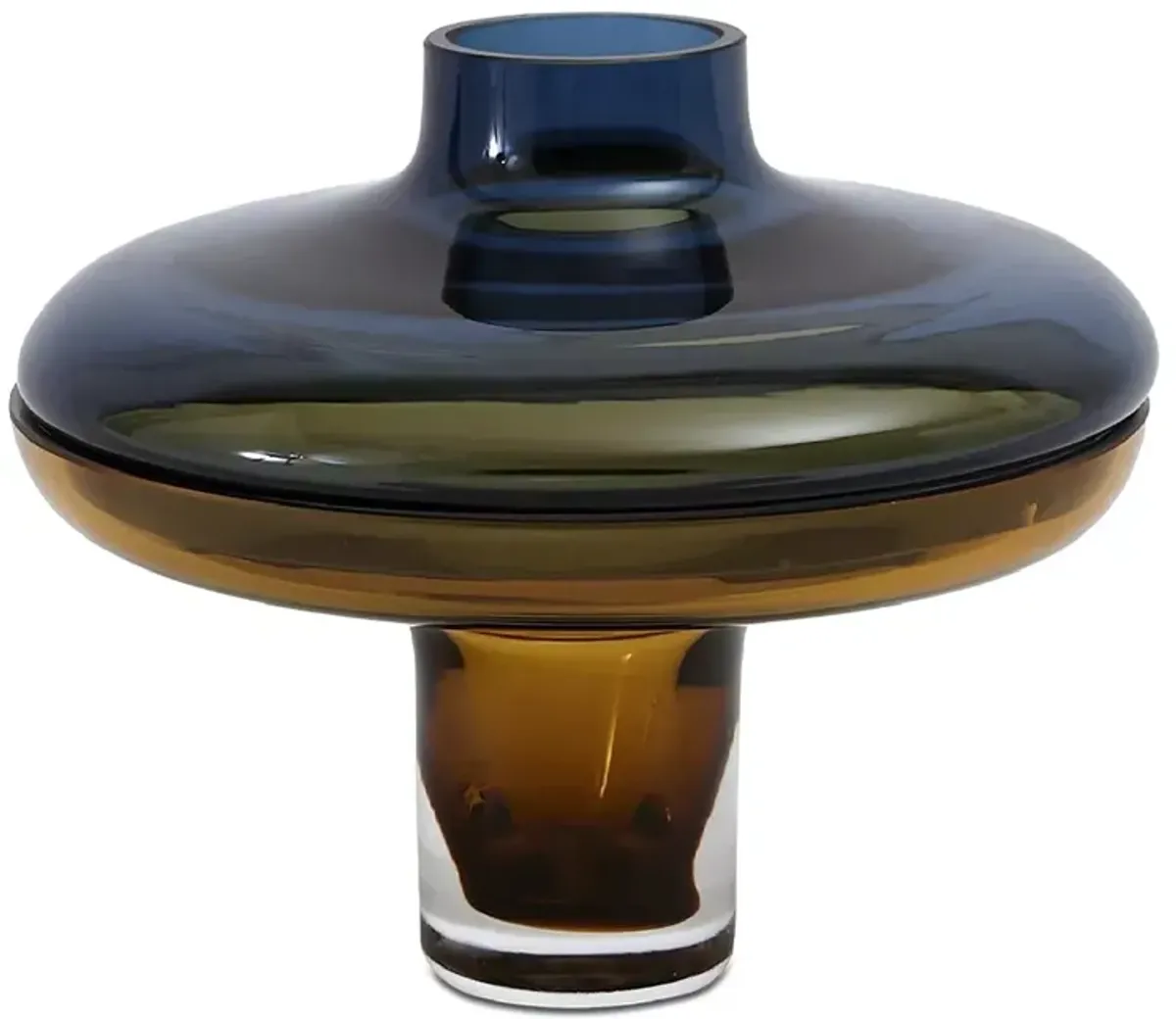 Global Views Low Cobalt Over Amber Vase, Small