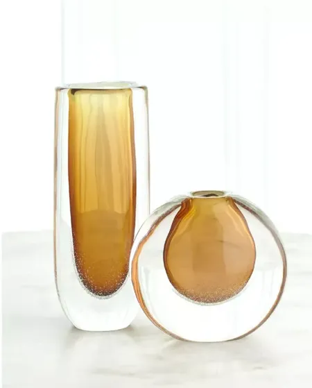 Global Views Micro Bubble Vase in Amber, Large