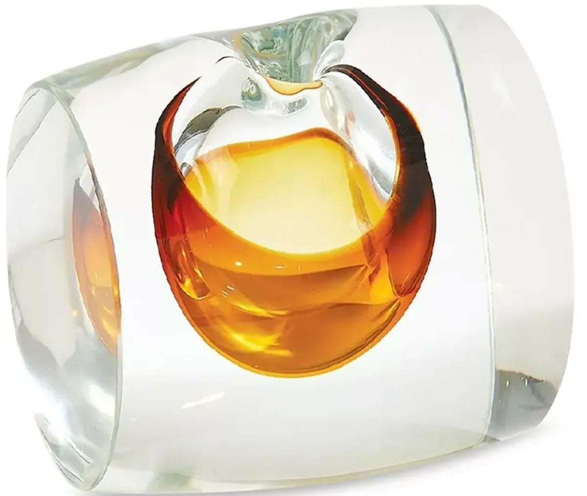 Global Views Barrel Vase in Amber/Clear