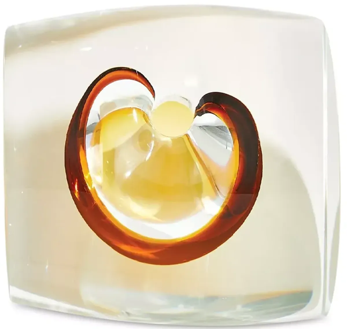 Global Views Barrel Vase in Amber/Clear