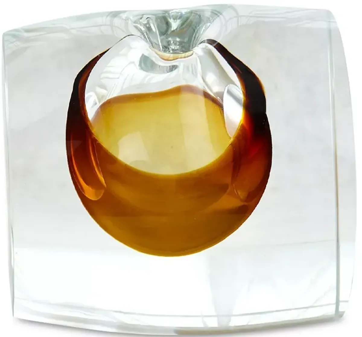 Global Views Barrel Vase in Amber/Clear