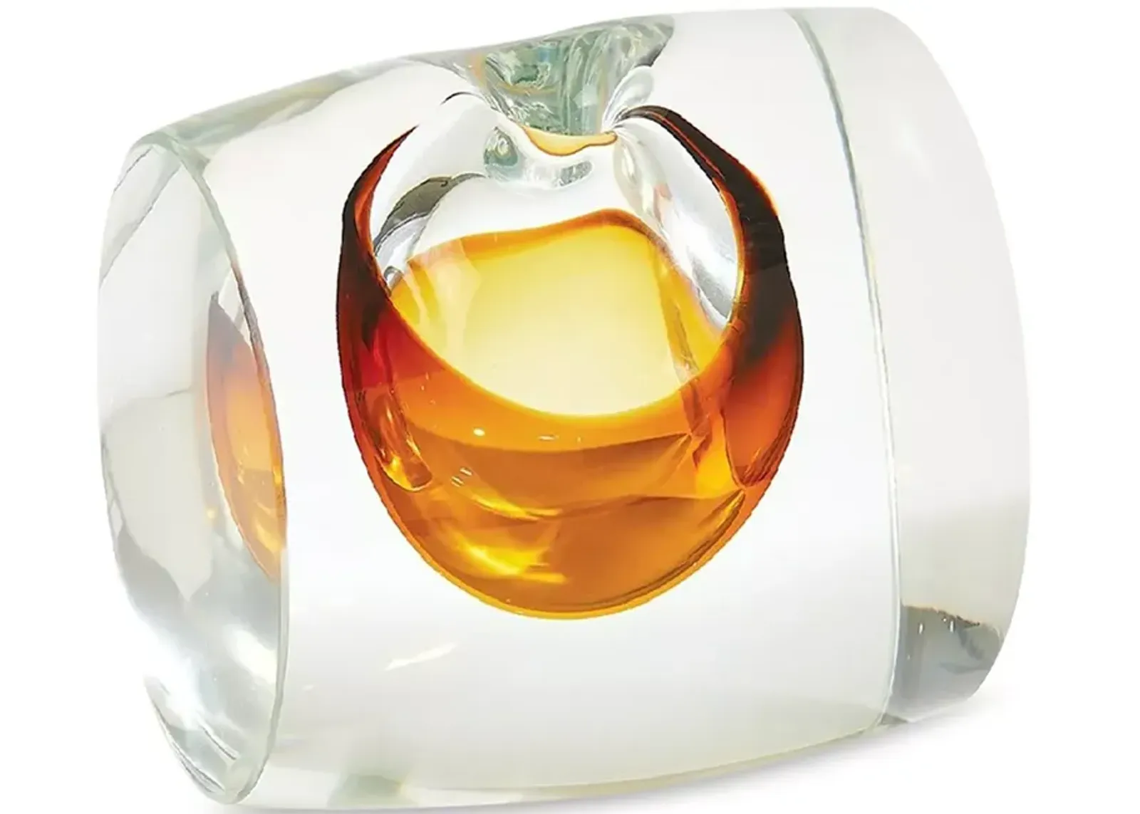 Global Views Barrel Vase in Amber/Clear