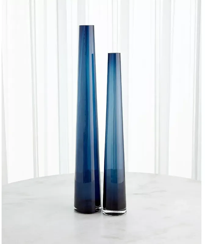 Global Views Glass Tower Vase Blue, Large