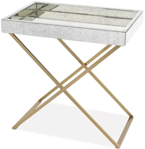 Global Views Antique Finish Mirror Folding Tray Table