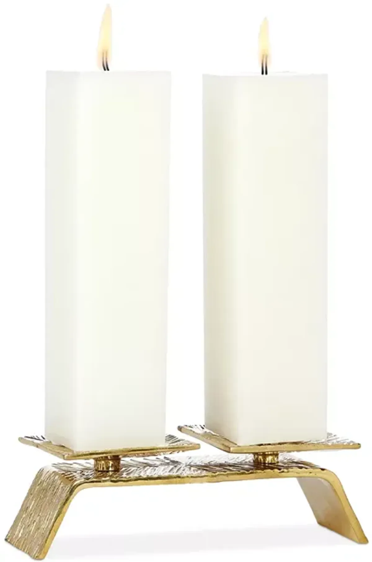 Global Views Double Torch Candle Holder in Brass