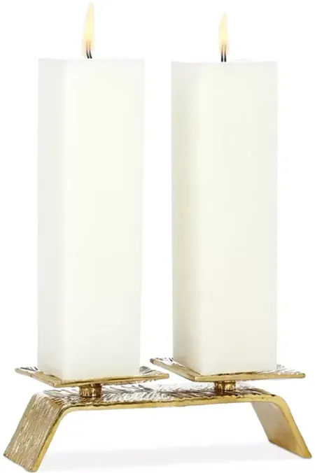 Global Views Double Torch Candle Holder in Brass