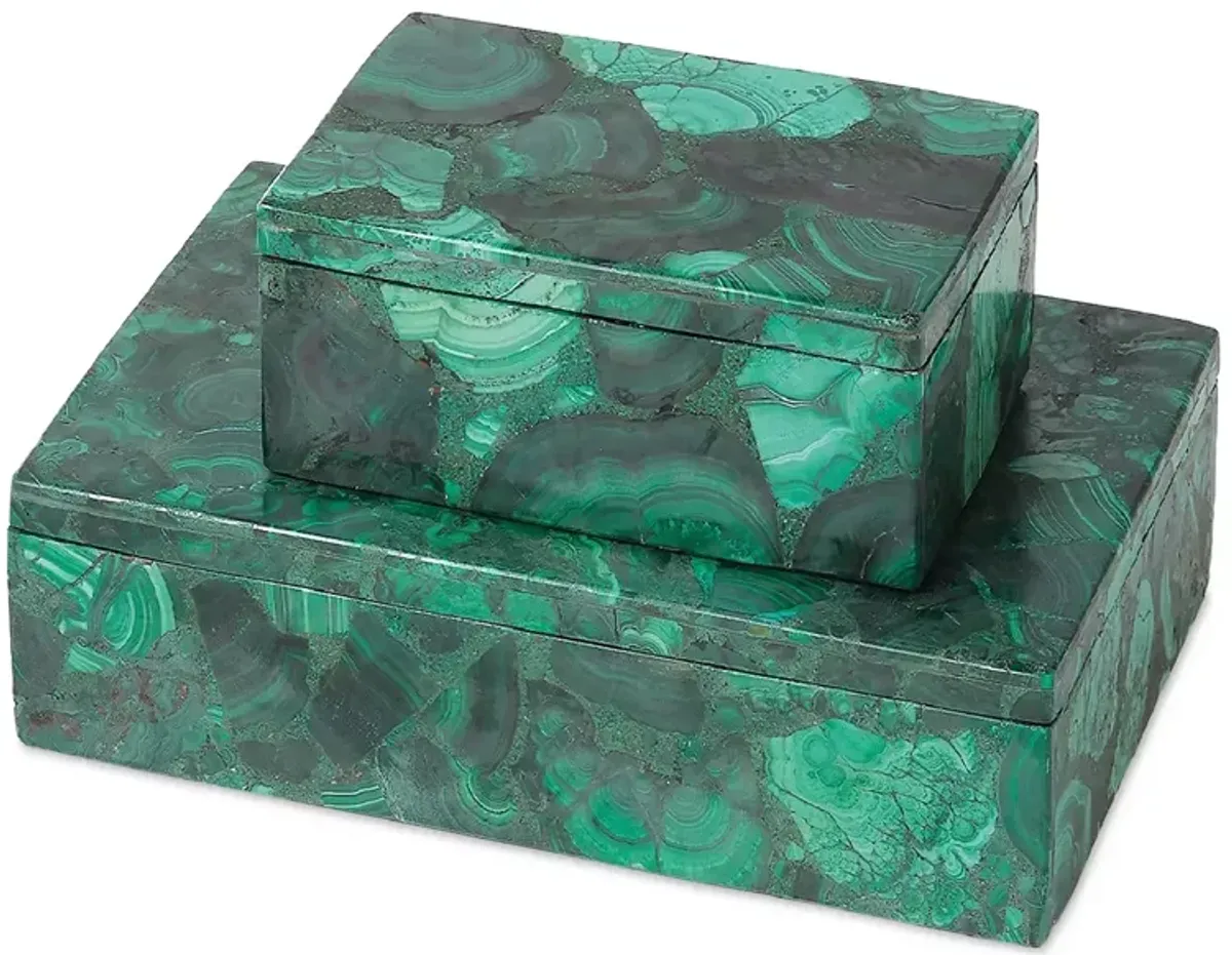 Global Views Malachite Large Stone Box