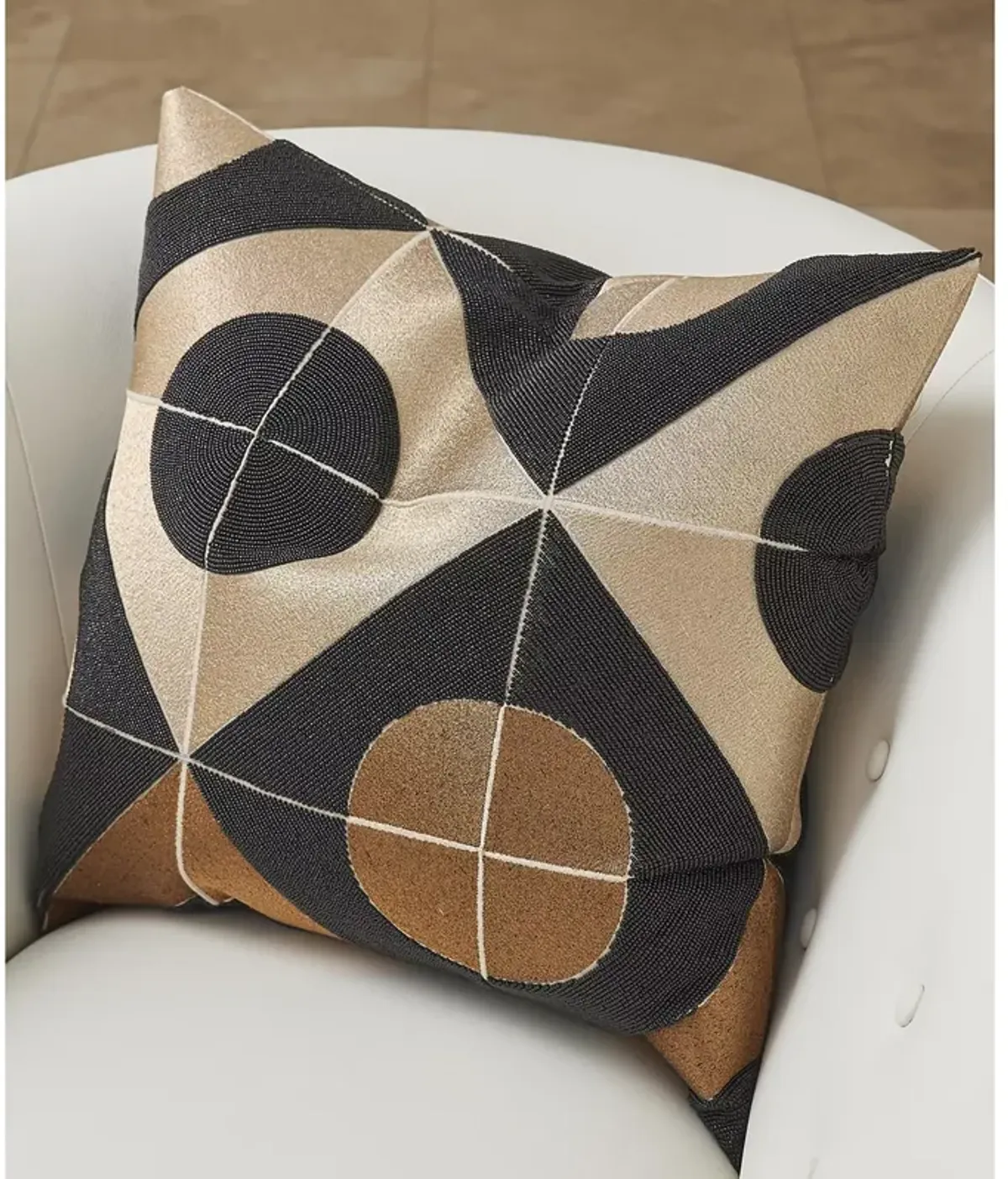 Global Views Circle-Marquetry Down Pillow, 20" x 20"