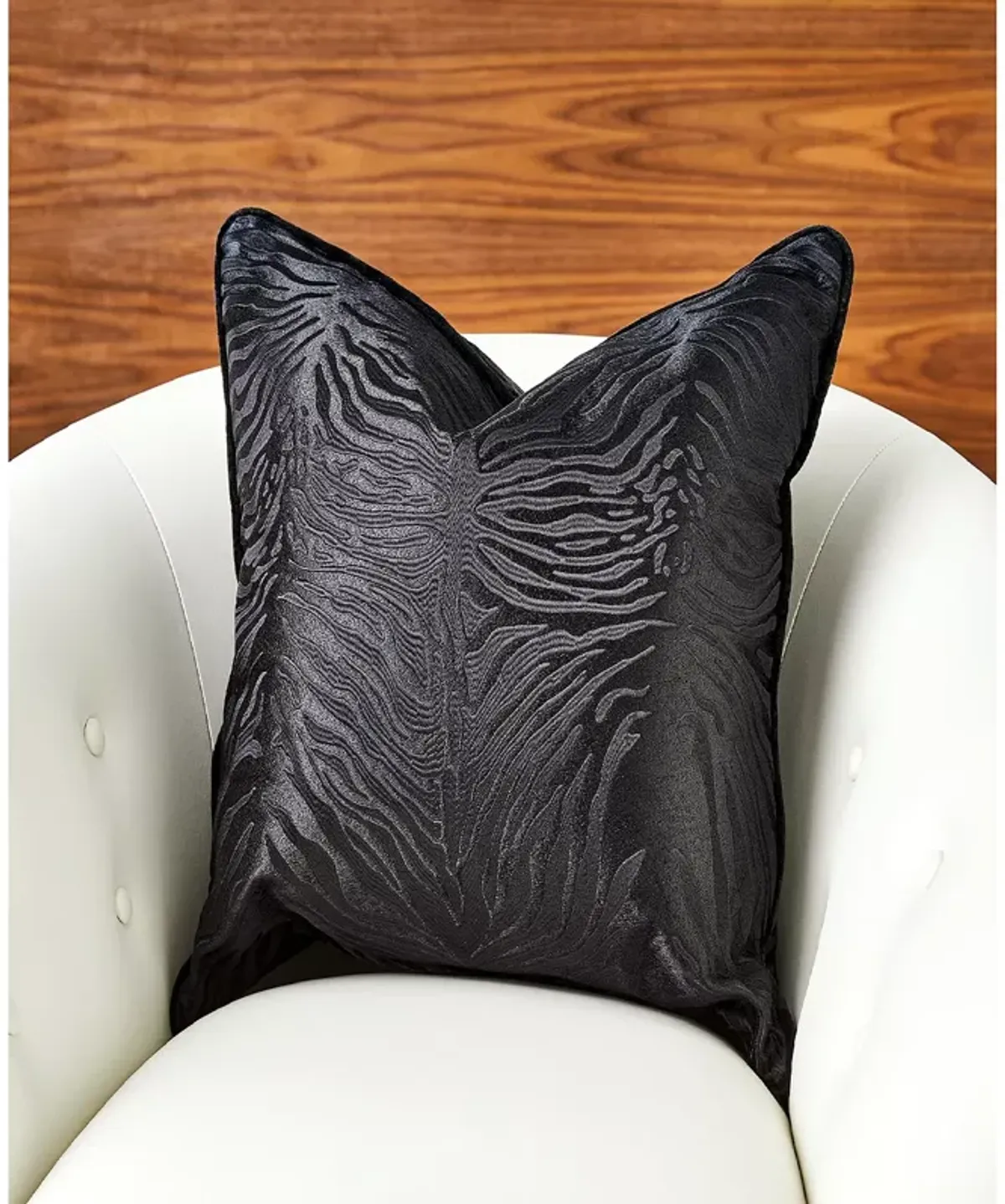 Global Views Zebra Black on Black Throw Pillow, 20" x 20"