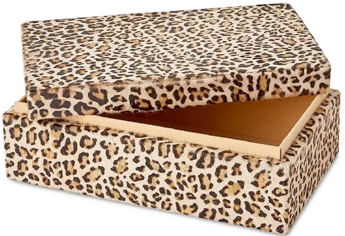 Global Views Cheetah Print Hair-on-Hide Box, Small