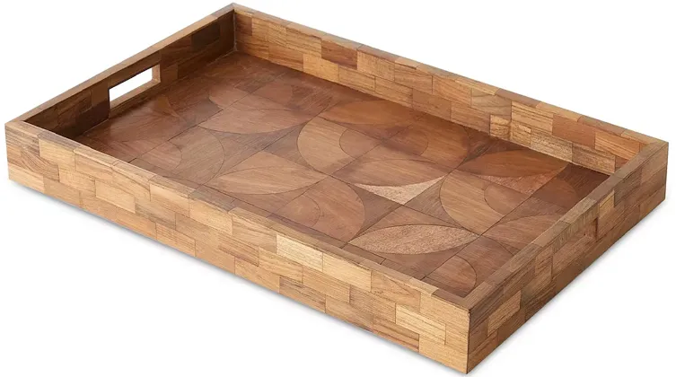 Global Views Quartered Wood Tray Large