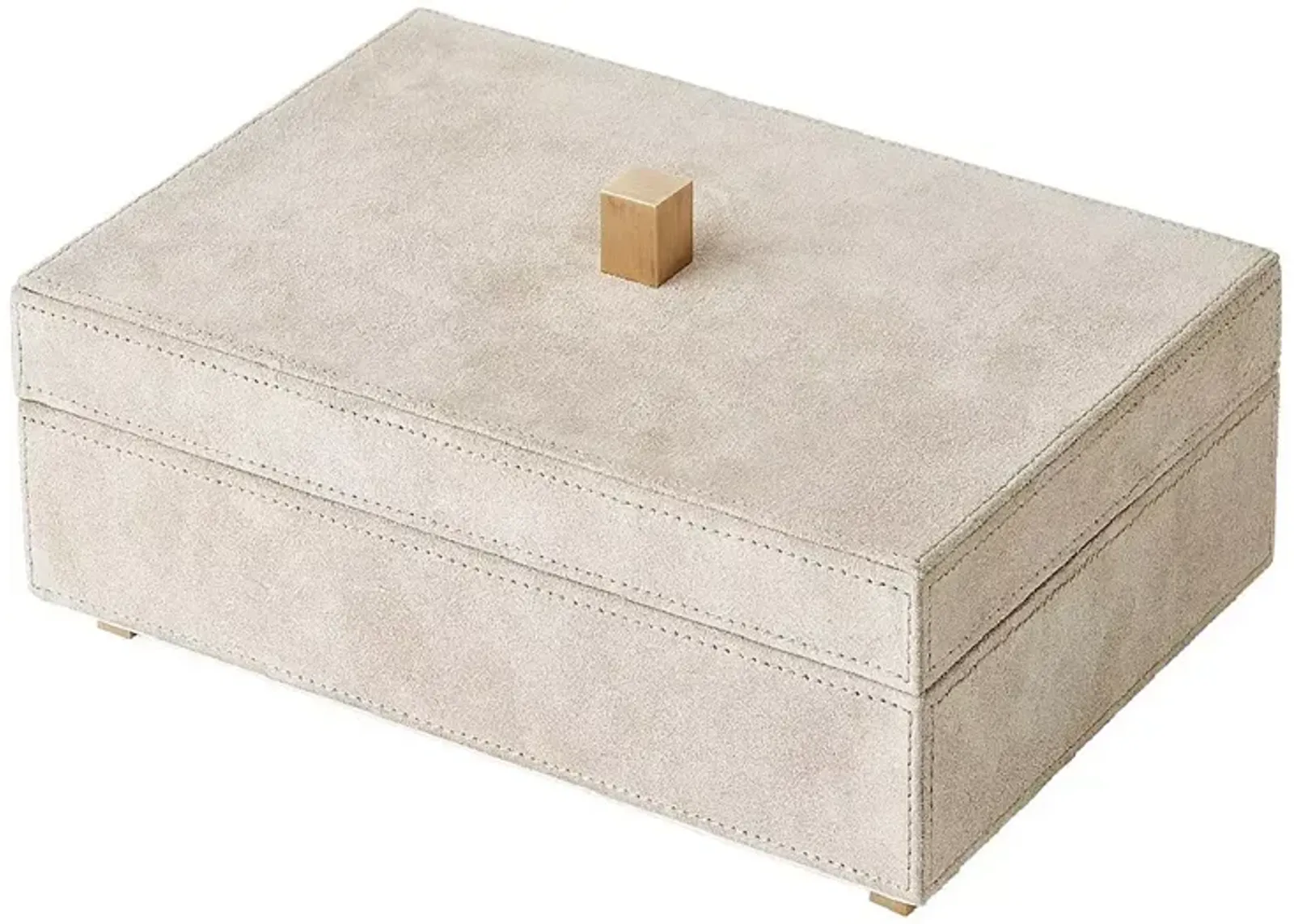 Global Views Posh Box Parchment Suede Small