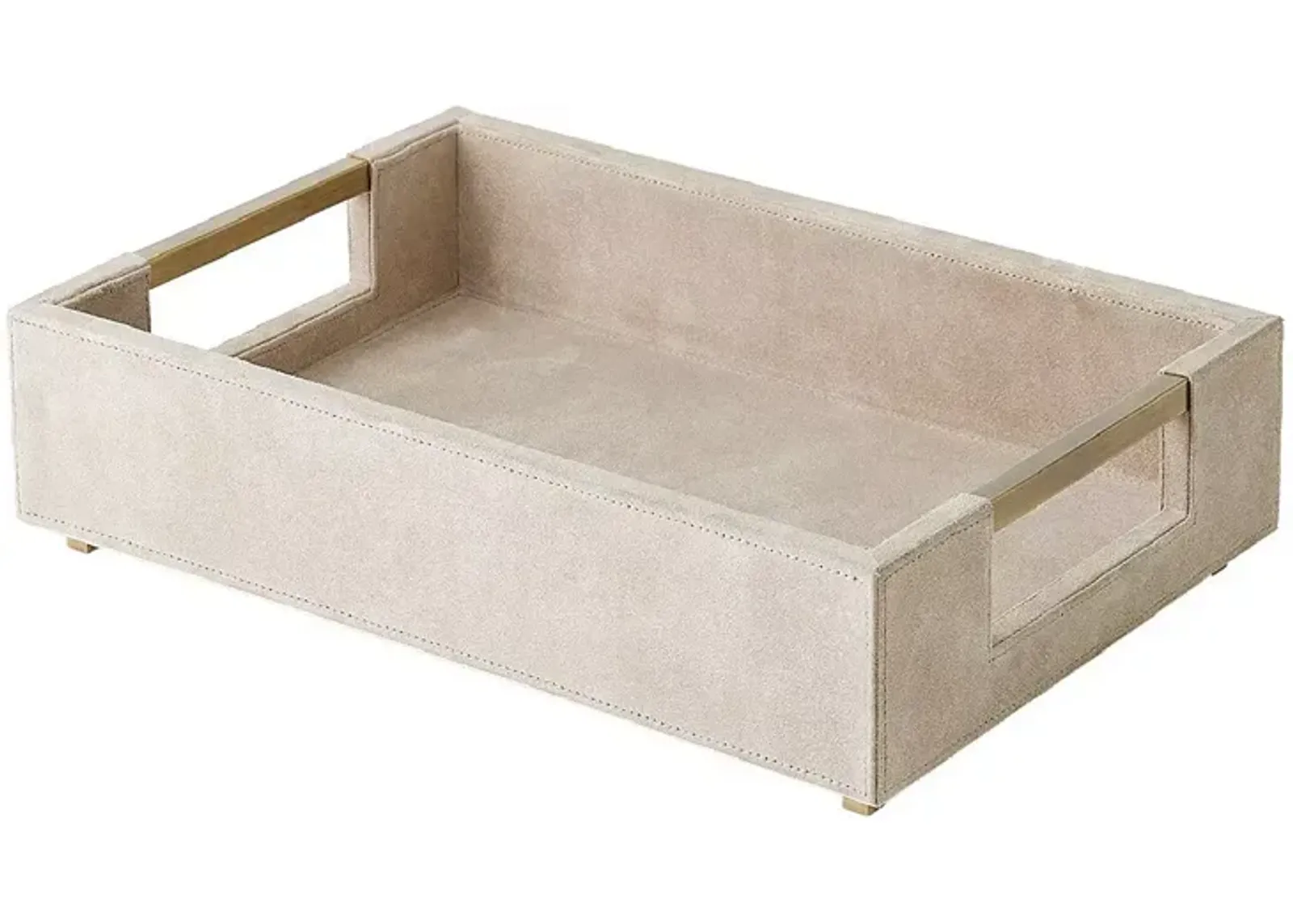 Global Views Posh Tray Parchment Suede Small