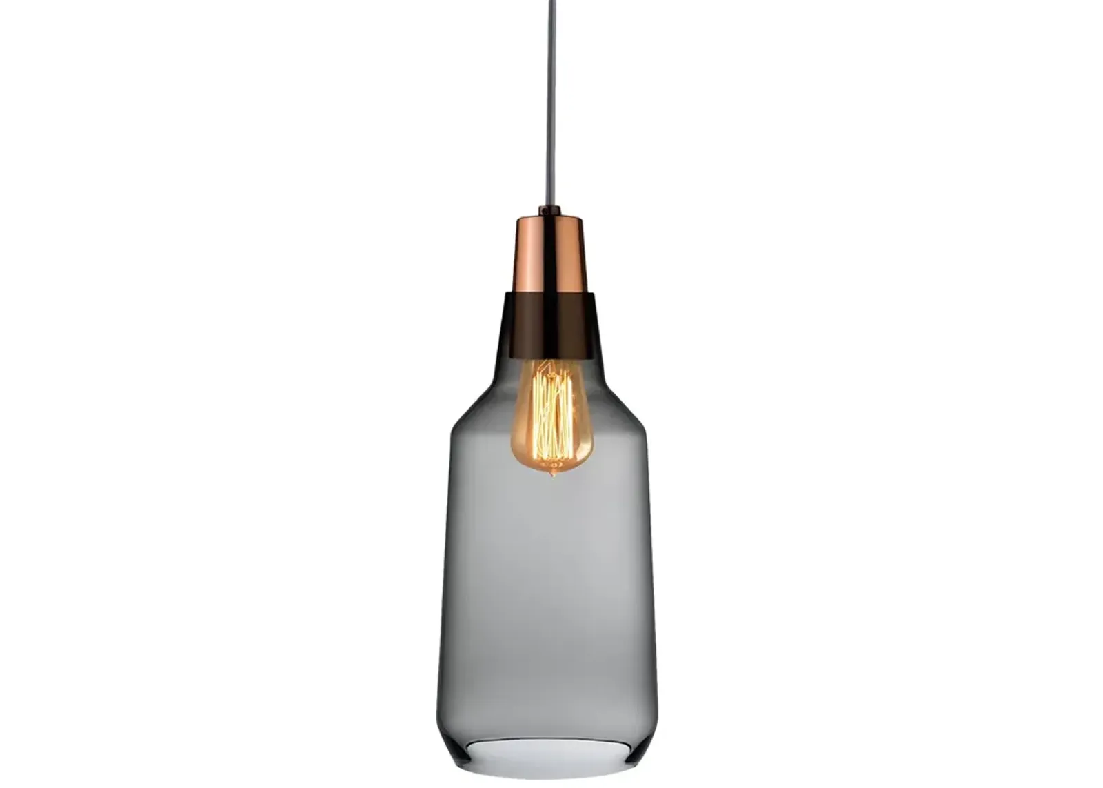 Nude Glass Mono Lamp Smoke with Copper Socket, Tall