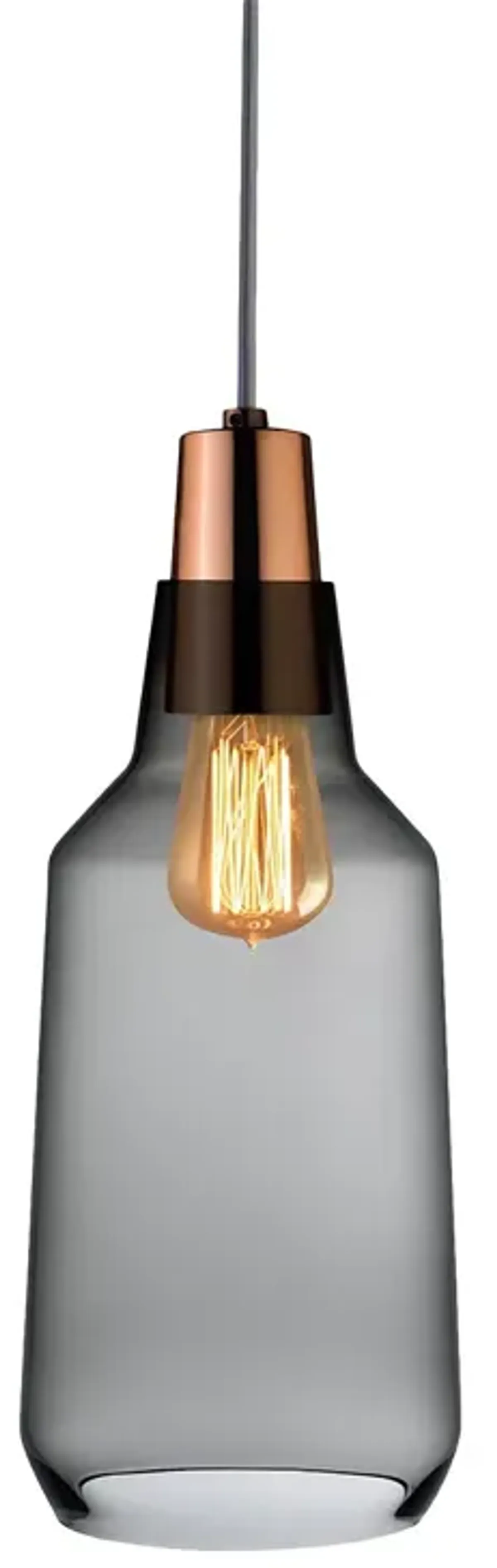 Nude Glass Mono Lamp Smoke with Copper Socket, Tall