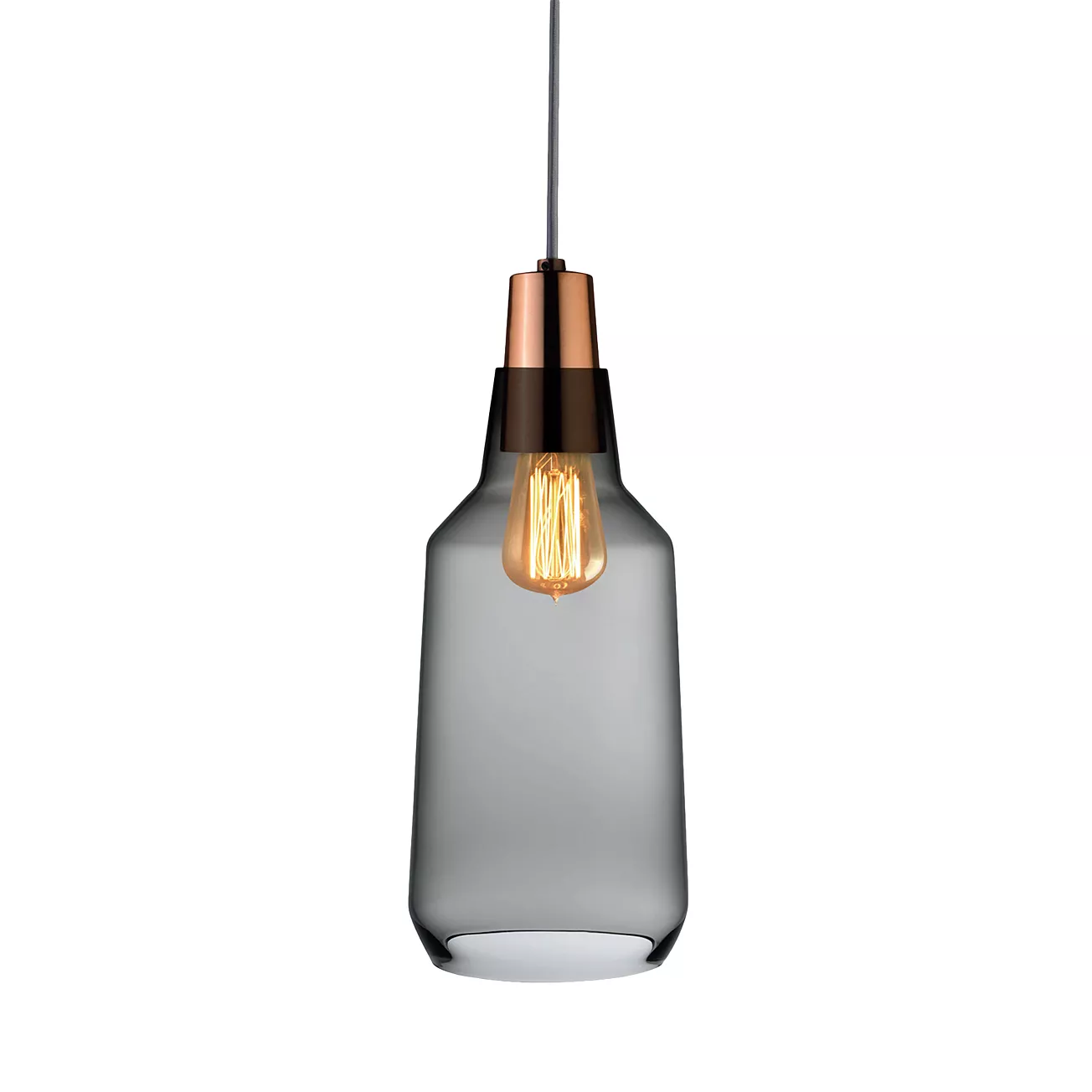 Nude Glass Mono Lamp Smoke with Copper Socket, Tall