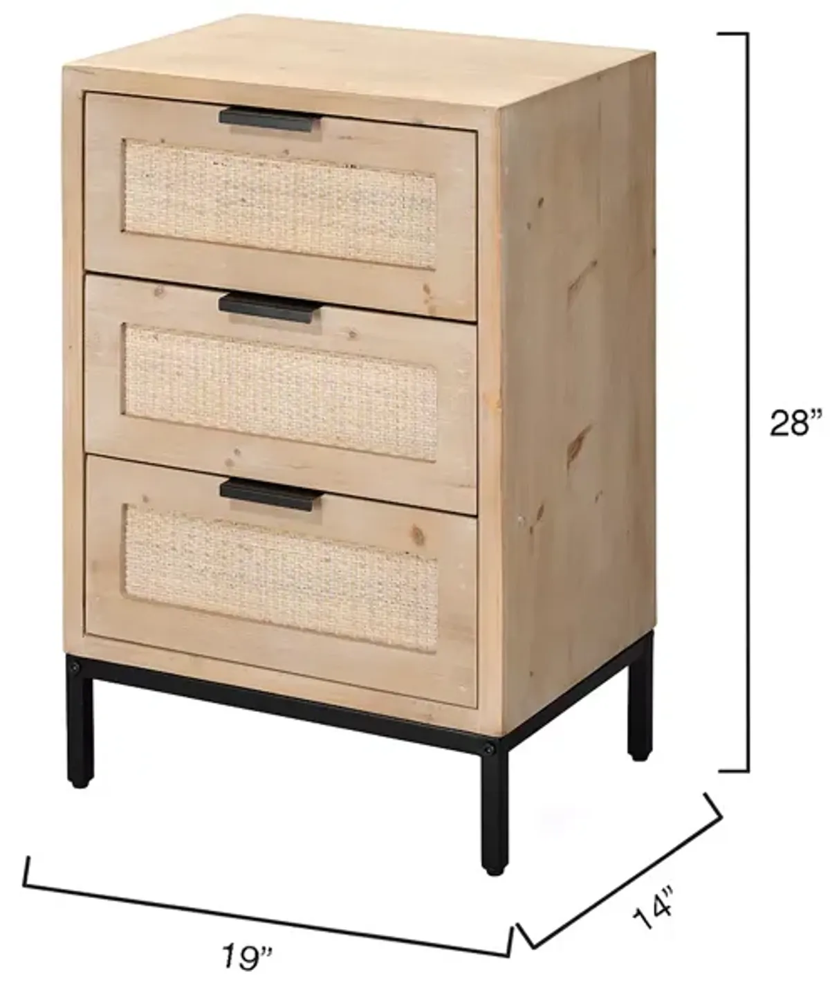 Bloomingdale's Reed Three Drawer Side Table  