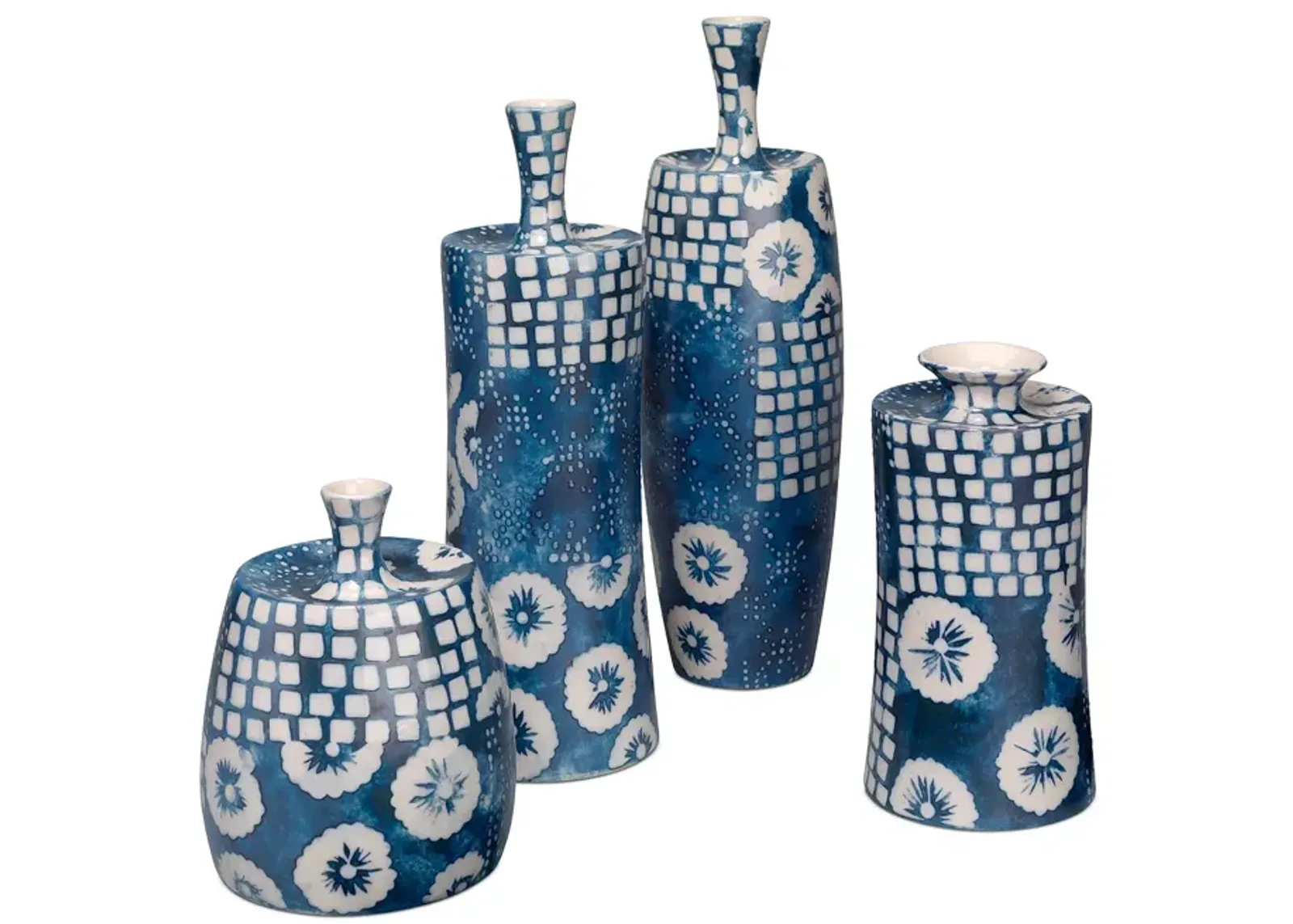 Jamie Young Block Print Vases, Set of 4