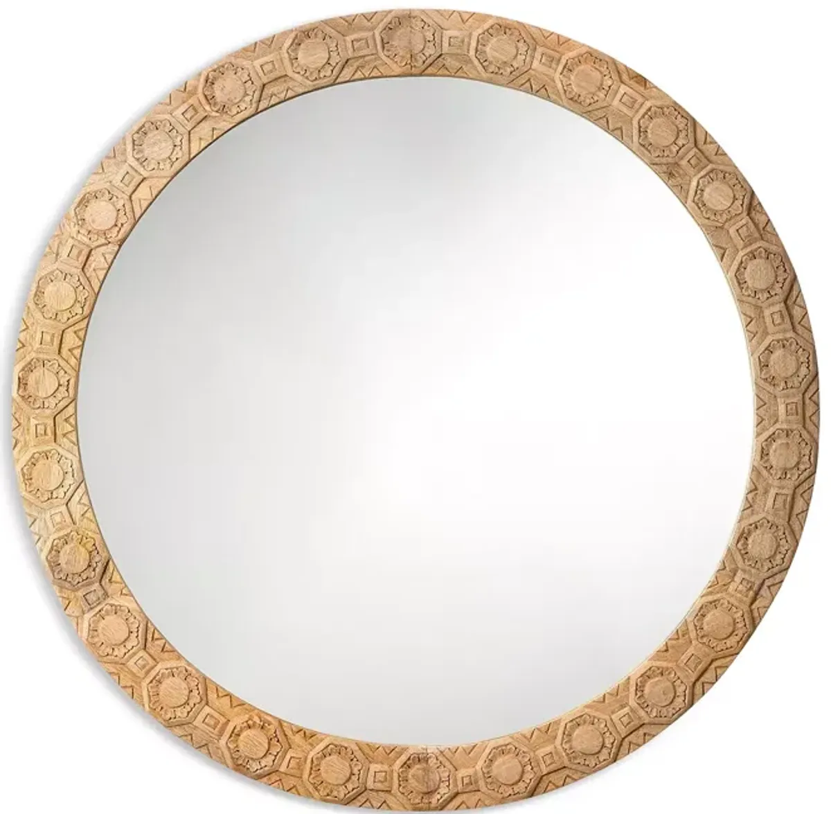 Jamie Young Relief Wood Carved Round Mirror