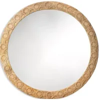Jamie Young Relief Wood Carved Round Mirror