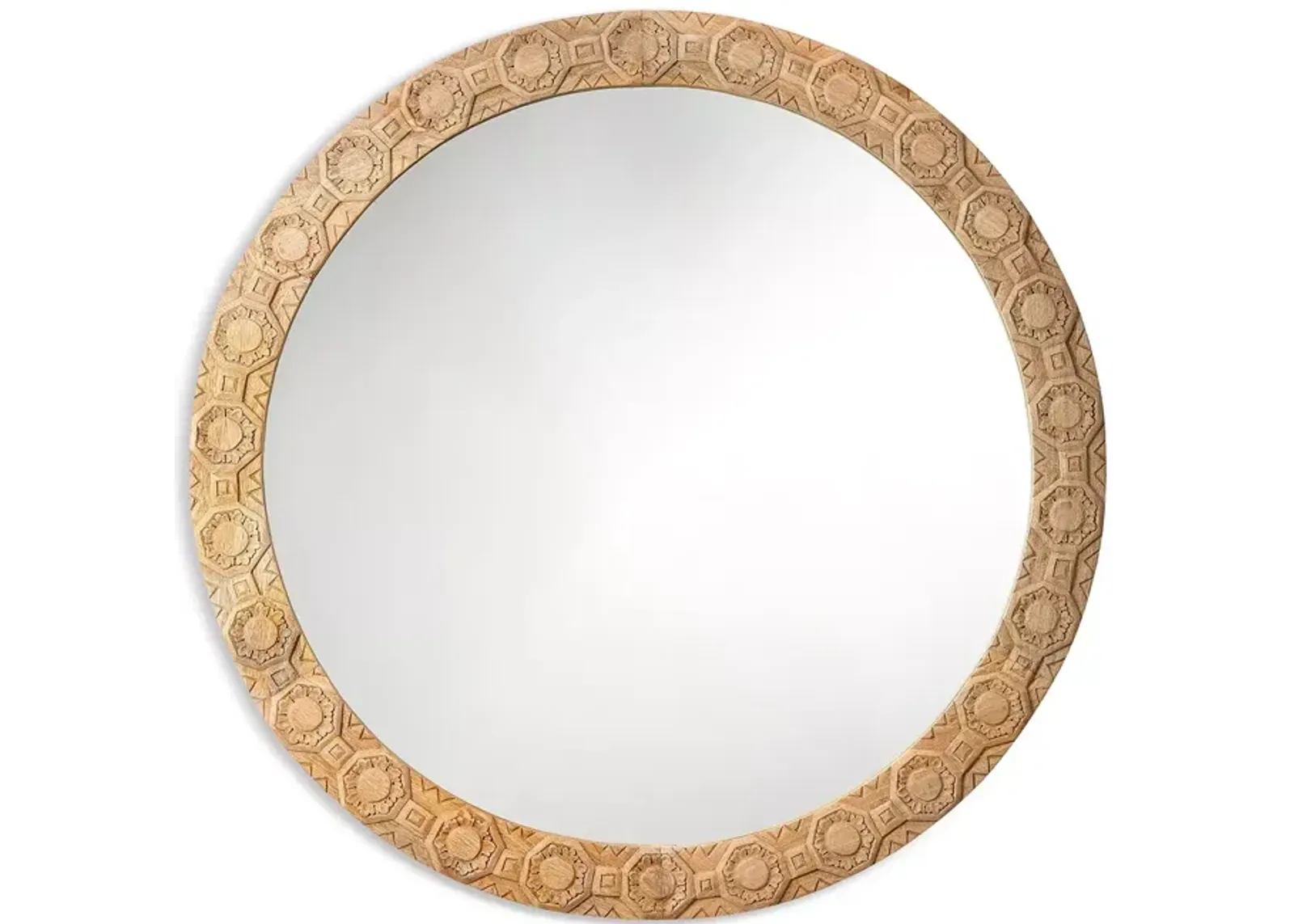 Jamie Young Relief Wood Carved Round Mirror