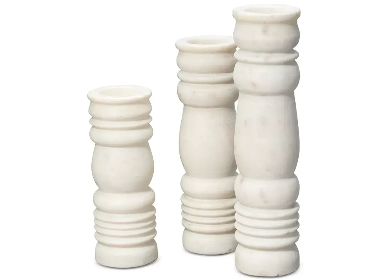 Jamie Young Monument Marble Candlesticks, Set of 3