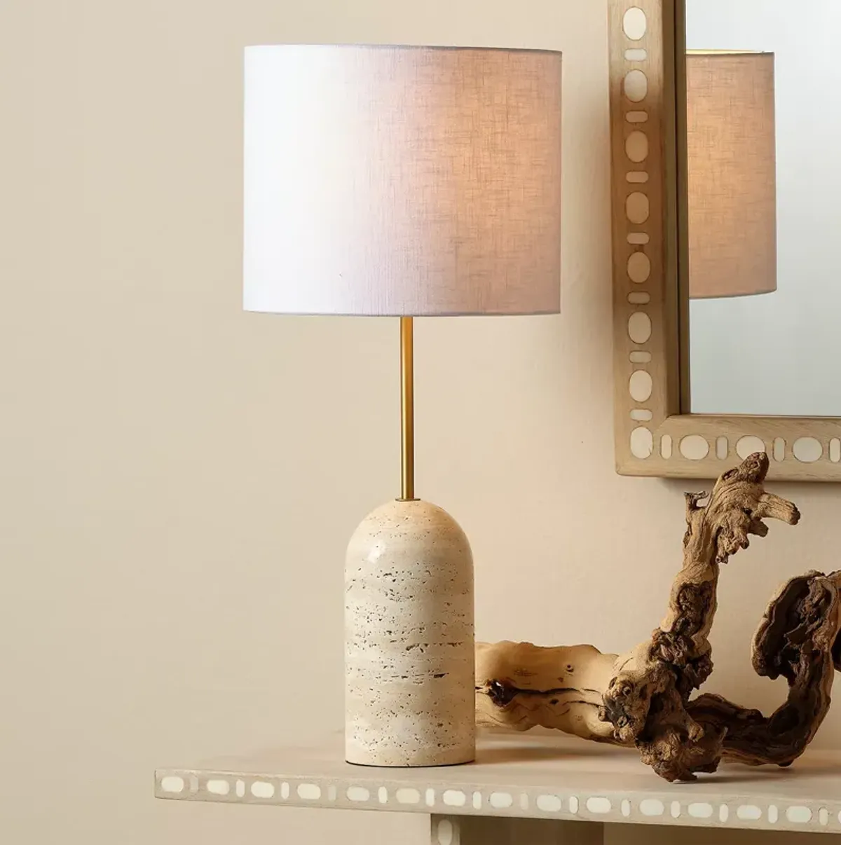 Jamie Young Holt Travertine Table Lamp