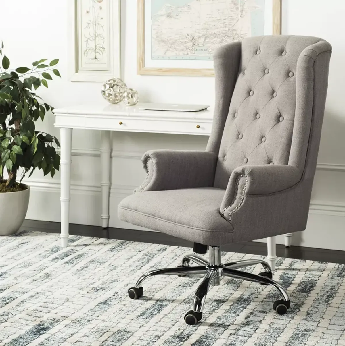 Safavieh Ian Linen Swivel Office Chair