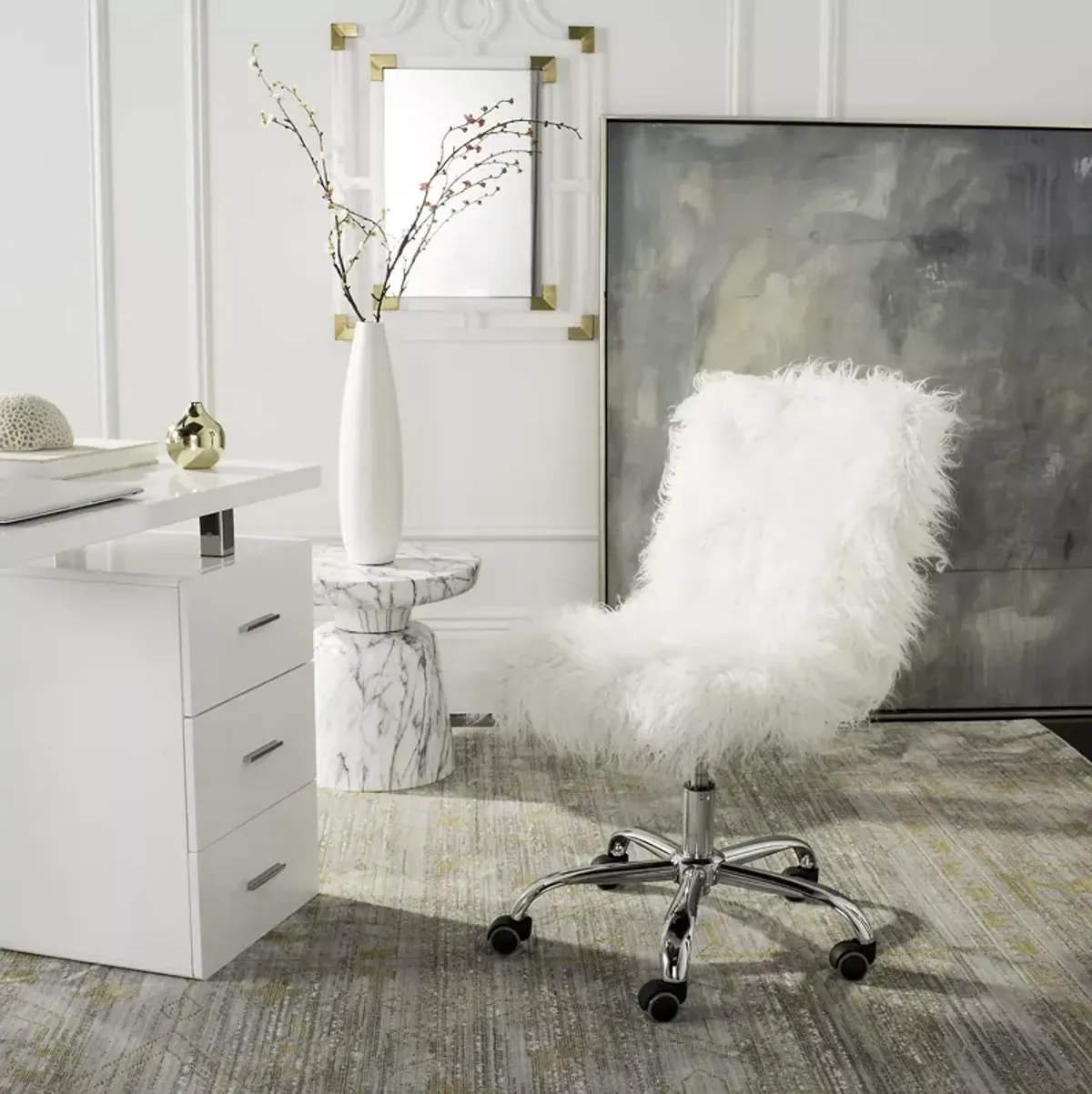 Safavieh Whitney Faux Sheepskin Swivel Office Chair