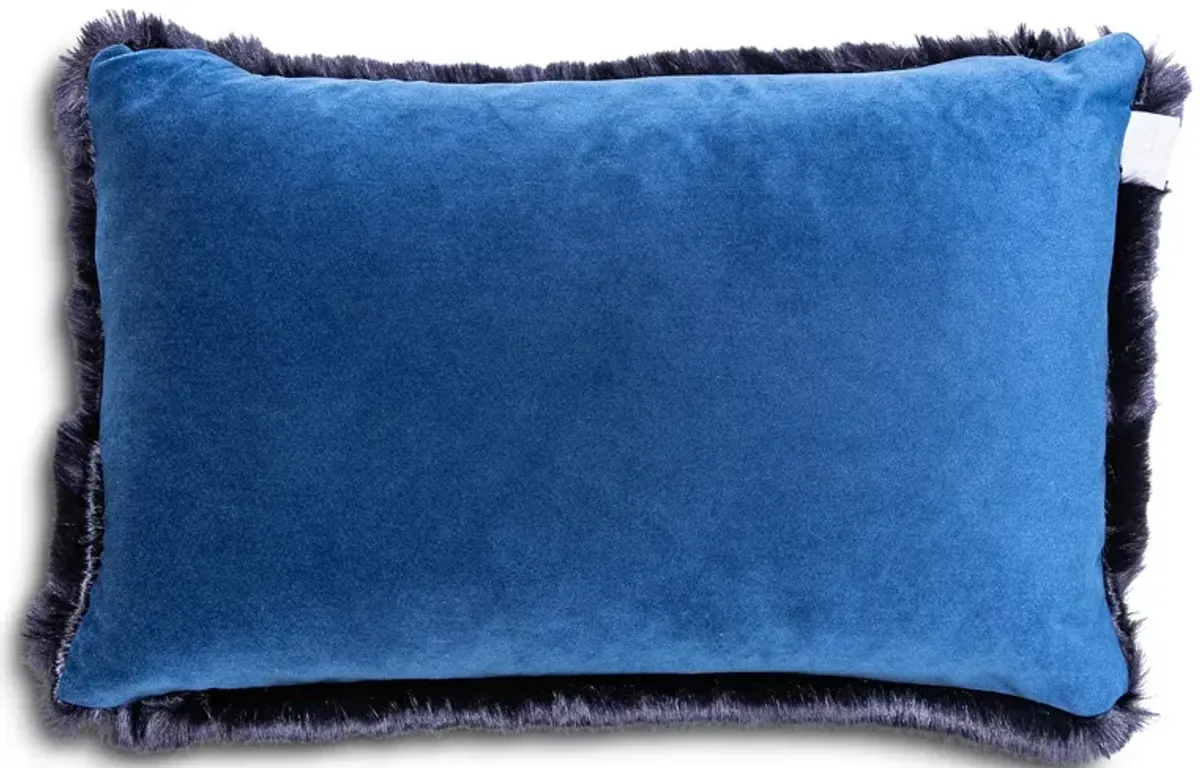 Aviva Stanoff Navy Bark Faux Fur Pillow, 12" x 18"