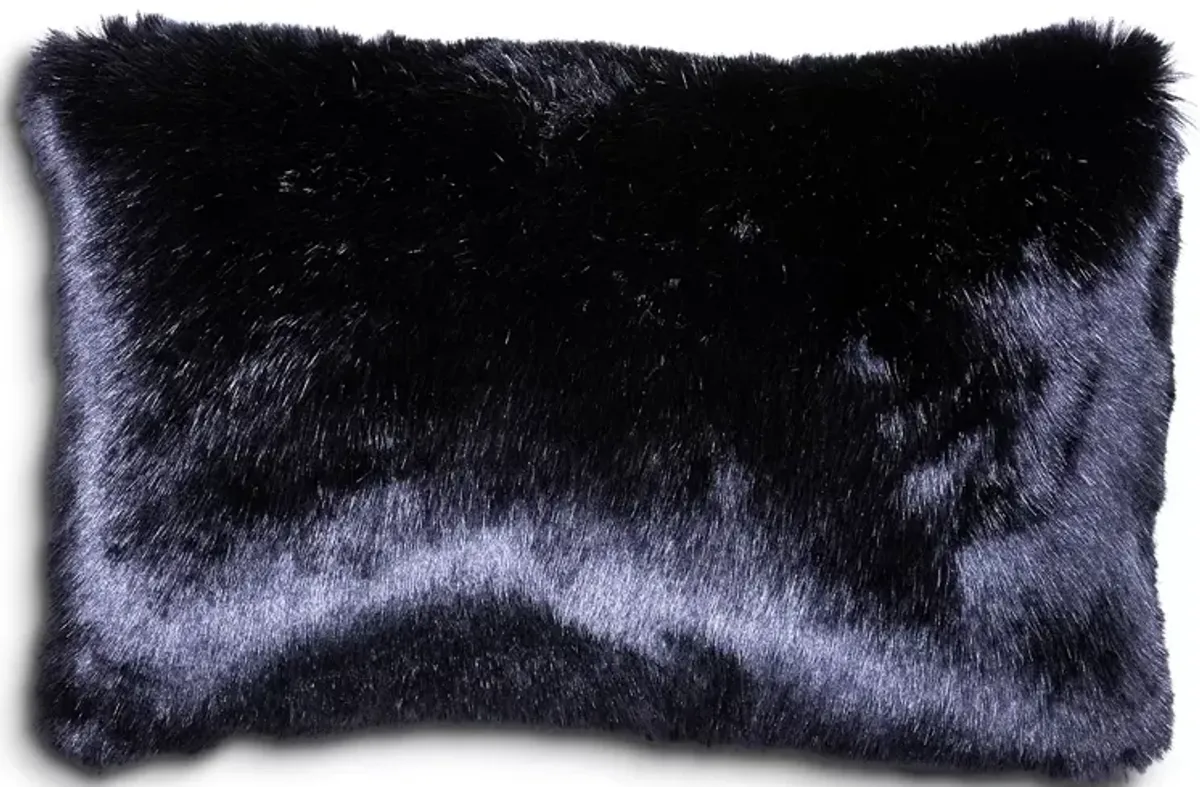 Aviva Stanoff Navy Bark Faux Fur Pillow, 12" x 18"