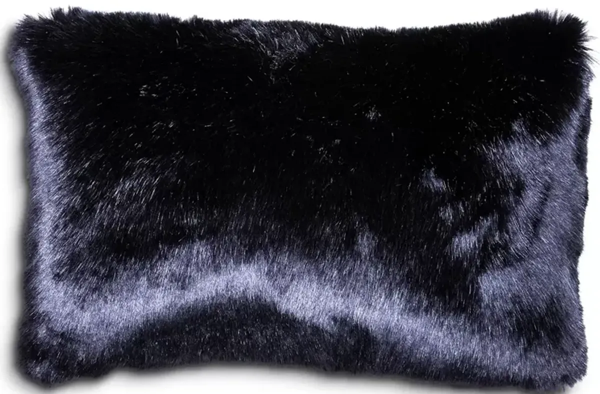 Aviva Stanoff Navy Bark Faux Fur Pillow, 12" x 18"