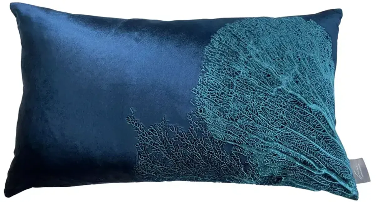 Aviva Stanoff Azure Sea Fan Decorative Pillow, 12" x 20" 