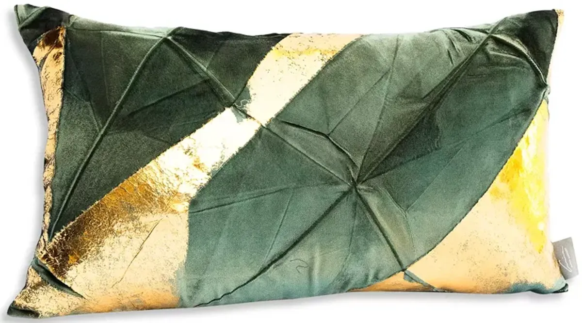 Aviva Stanoff Gold Facet Cinder Hand-Painted Velvet Pillow, 12" x 20"