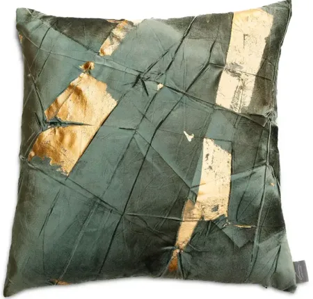Aviva Stanoff Gold Facet Cinder Hand-Painted Velvet Pillow, 20" x 20"
